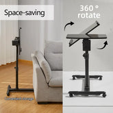 Adjustable Overbed Bedside Table - Rolling Laptop Desk with Tilting Desktop - Himpall